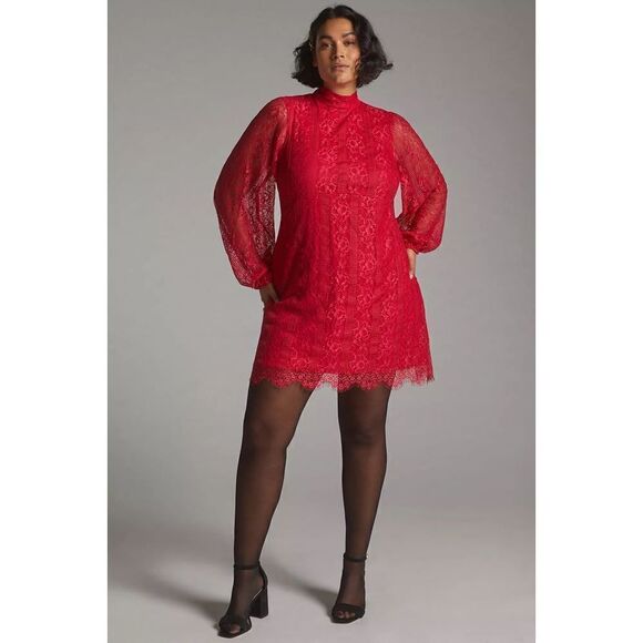 Anthropologie - Maeve Open-Back Lace Mini Dress - Picture 1 of 9